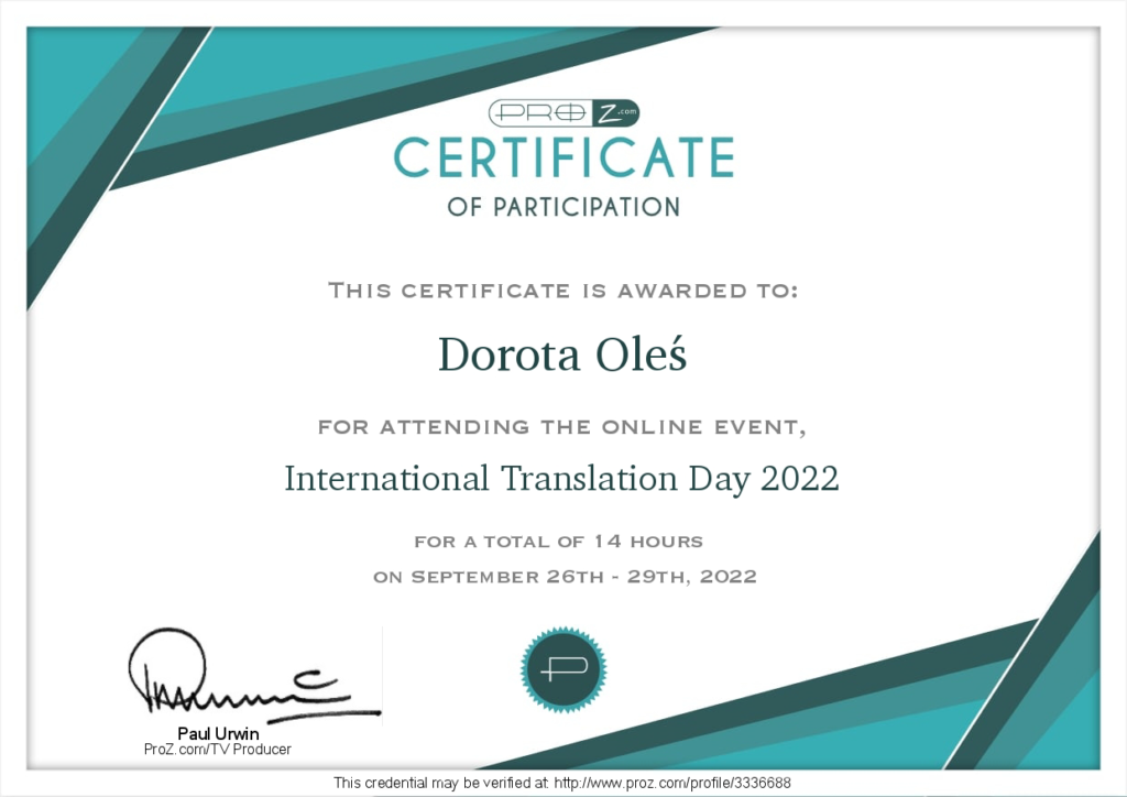 professional development Dorota Oleś_ITD2022